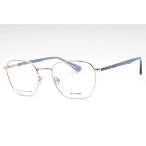 Police Women's Eyeglasses - Silver Metal Square Frame Clear Demo Lens | VPLD20 0579