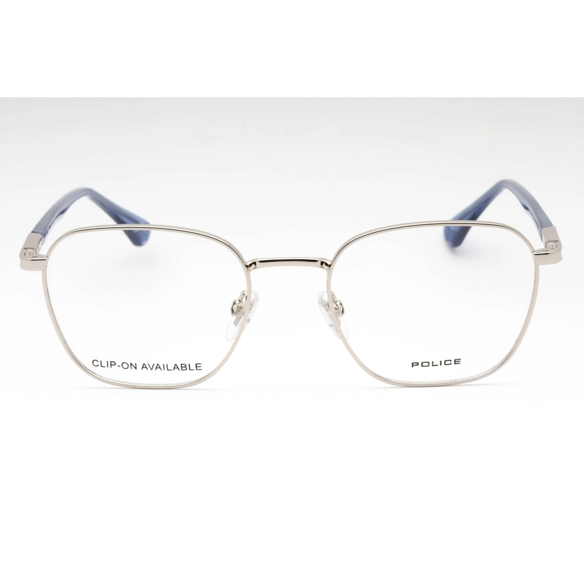 Police Women's Eyeglasses - Silver Metal Square Frame Clear Demo Lens | VPLD20 0579