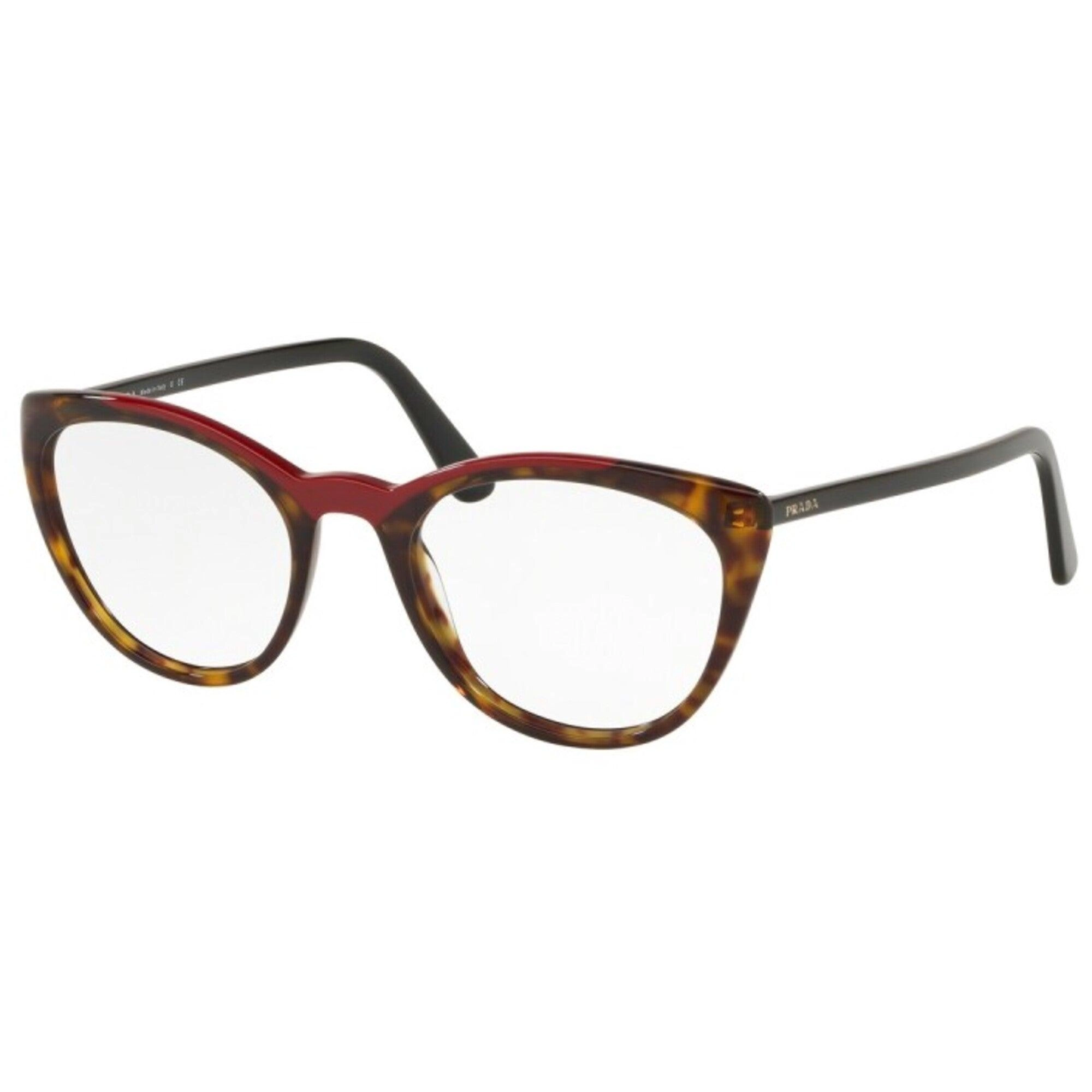 Prada Women's Eyeglasses - Havana Red Plastic Cat Eye Frame | PRADA 0PR 07VV 3201O153