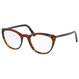 Prada Women's Eyeglasses - Havana Red Plastic Cat Eye Frame | PRADA 0PR 07VV 3201O153