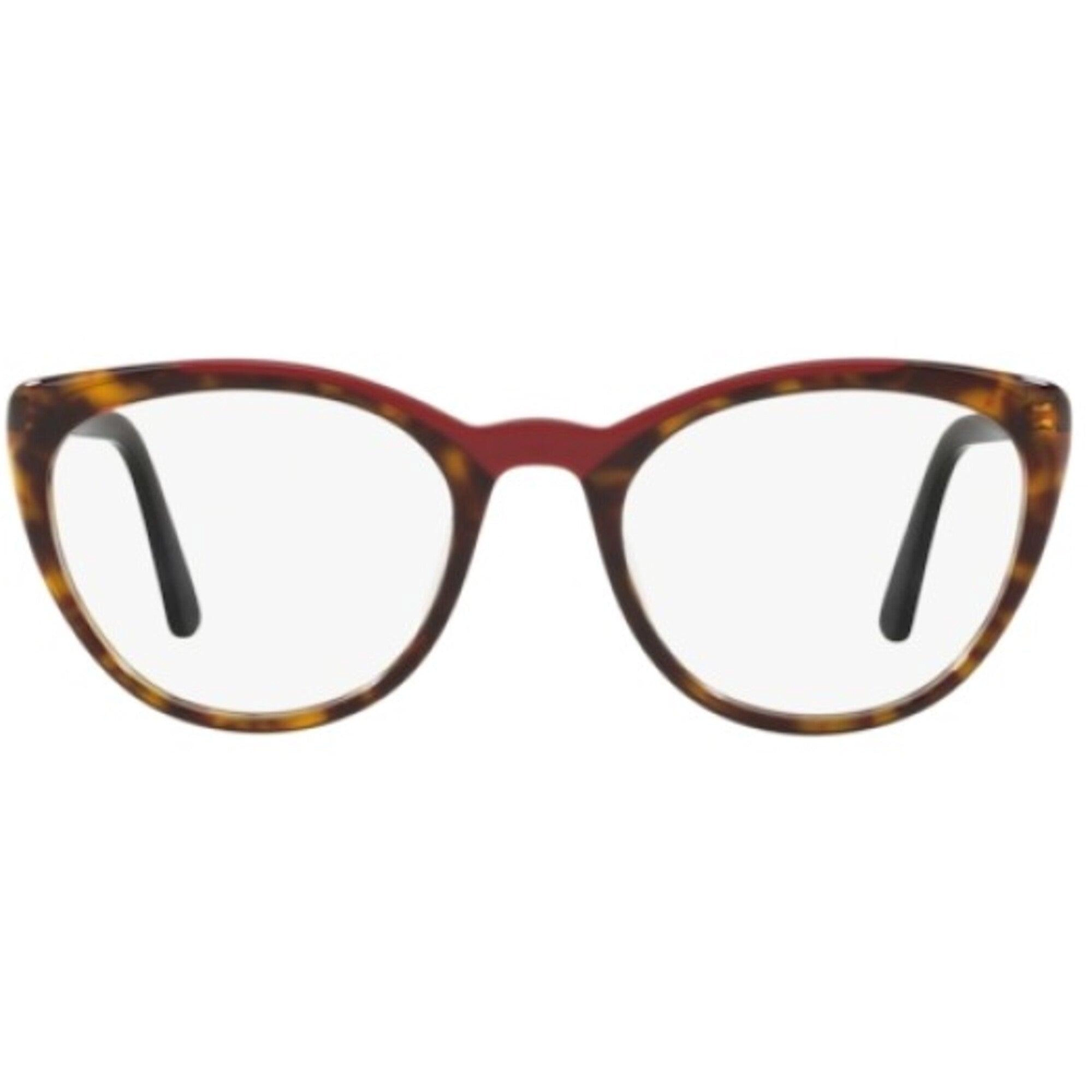 Prada Women's Eyeglasses - Havana Red Plastic Cat Eye Frame | PRADA 0PR 07VV 3201O153
