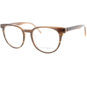 Primary Women's Eyeglasses - Demo Lens Plastic Full Rim Pantos Frame | 1051 BROWN