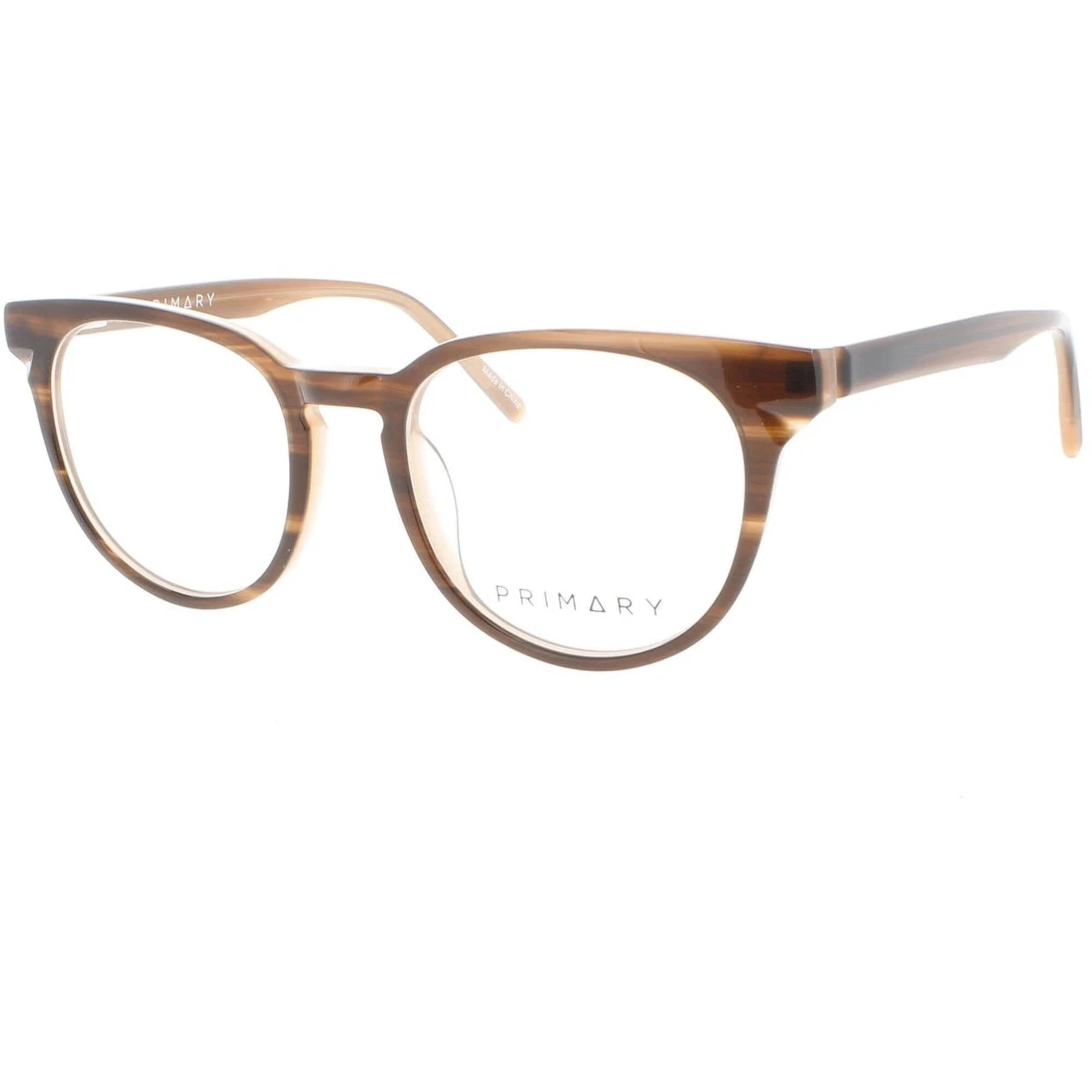 Primary Women's Eyeglasses - Demo Lens Plastic Full Rim Pantos Frame | 1051 BROWN
