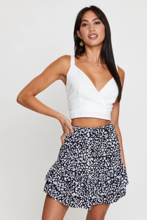 Print Flare Skirt Mini High Rise