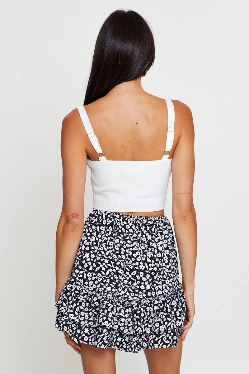 Print Flare Skirt Mini High Rise
