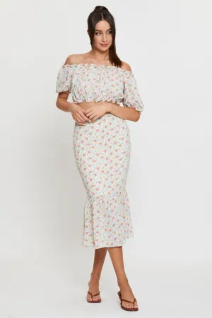 Print Midi Skirt High Waist