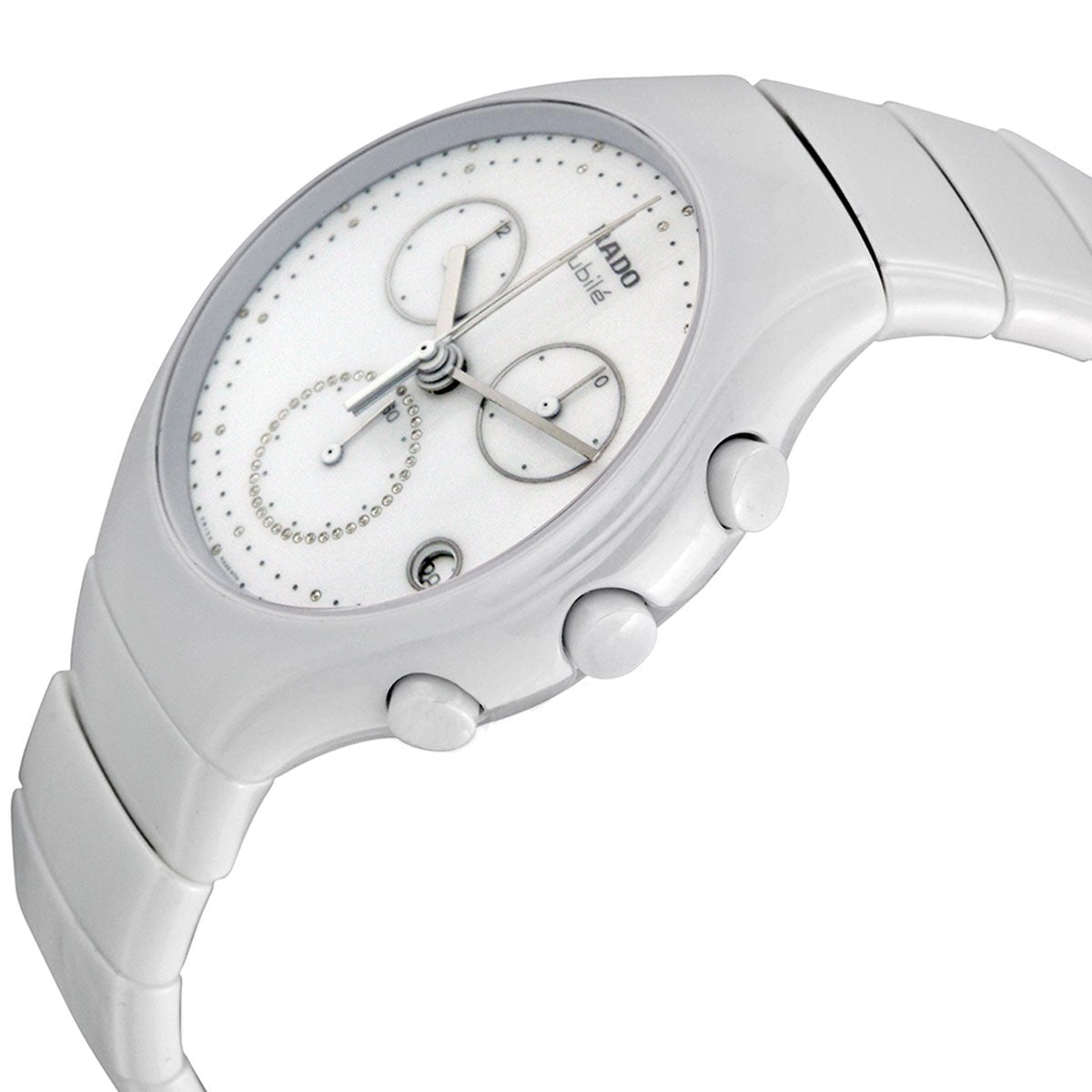 Rado Diastar True Chronograph White Ceramic Womens Watch Quartz Date Diamonds R27832702
