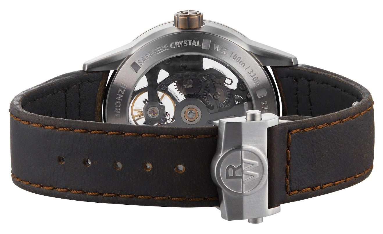 Raymond Weil Freelancer Automatic Stainless Steel and Bronze Gray Skeleton Dial Brown Leather Strap Mens Watch 2785-SBC-60000