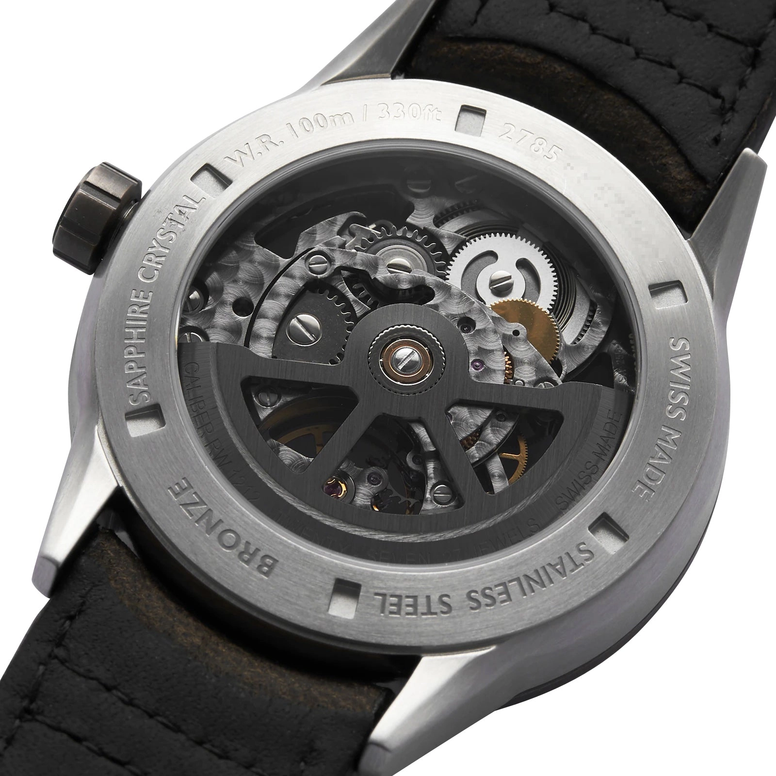 Raymond Weil Freelancer Automatic Stainless Steel and Bronze Gray Skeleton Dial Brown Leather Strap Mens Watch 2785-SBC-60000
