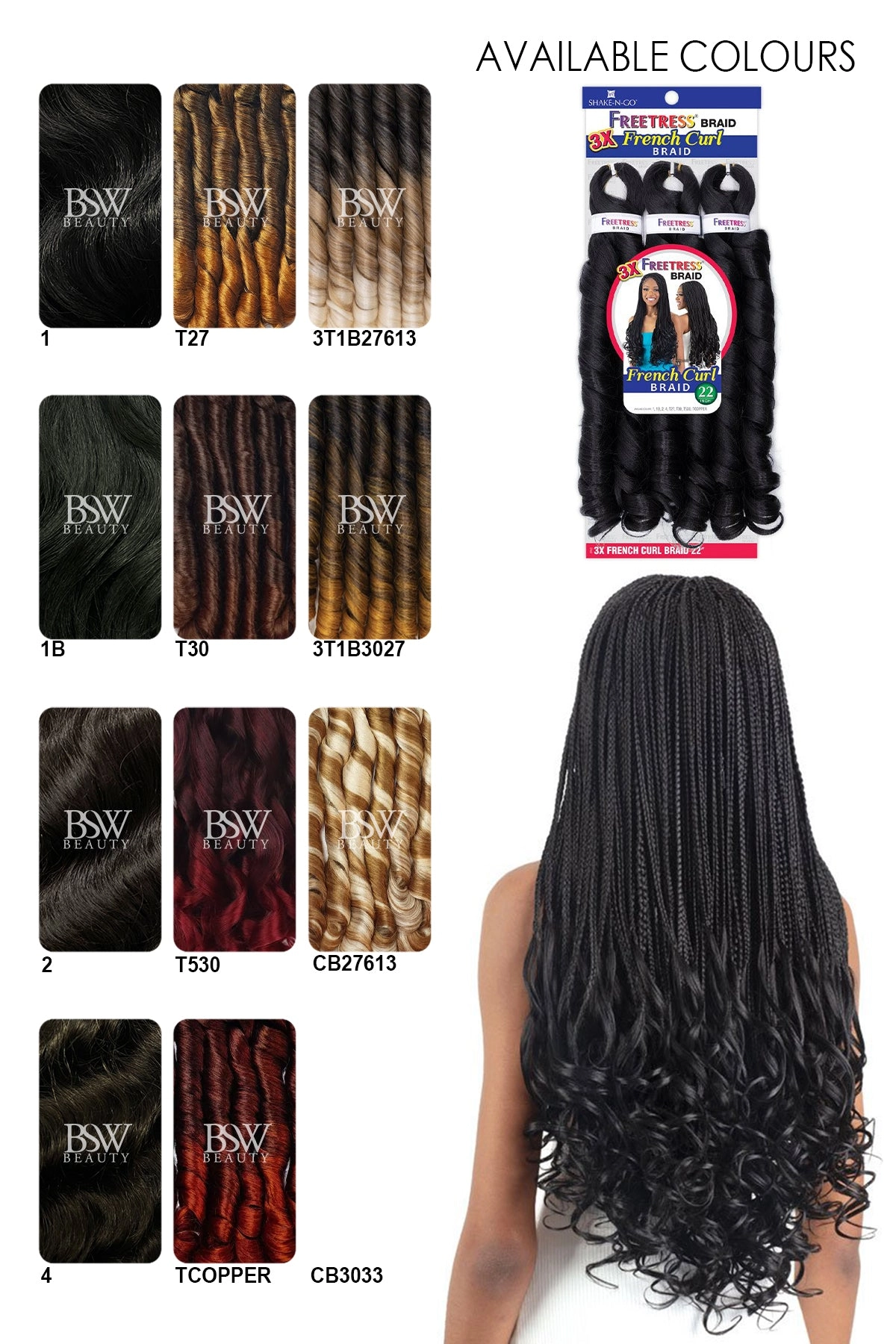 SHAKE N GO FREETRESS FRENCH CURL 3X 22"