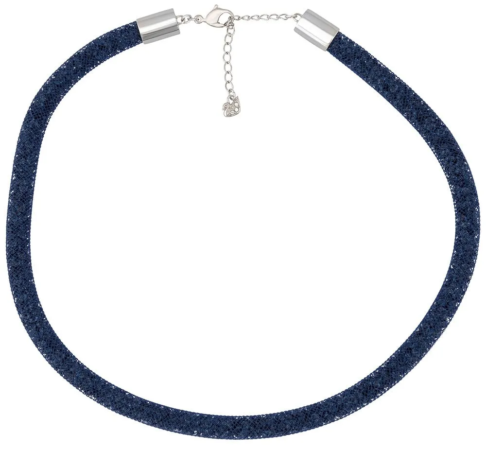Swarovski Stardust Dark Blue Nylon Fishnet Tube Crystal Necklace for Women 5127503