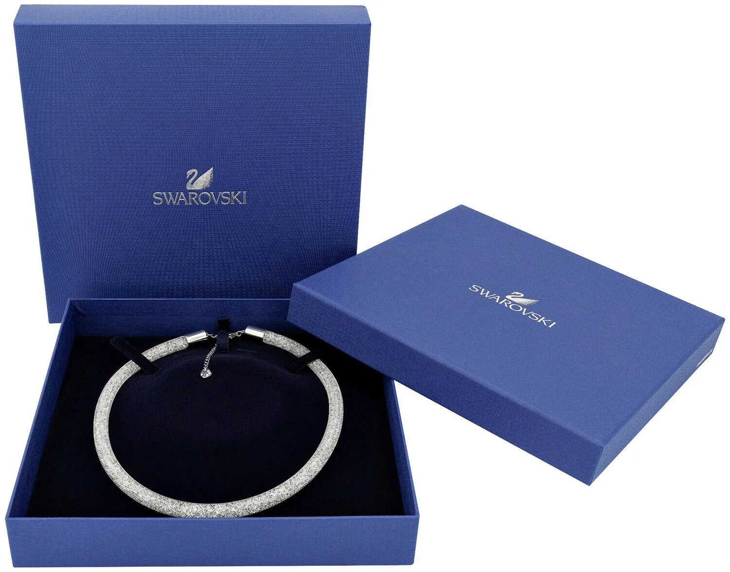 Swarovski Stardust Deluxe Clear Crystal Fishnet Tube Necklace for Women 5180944