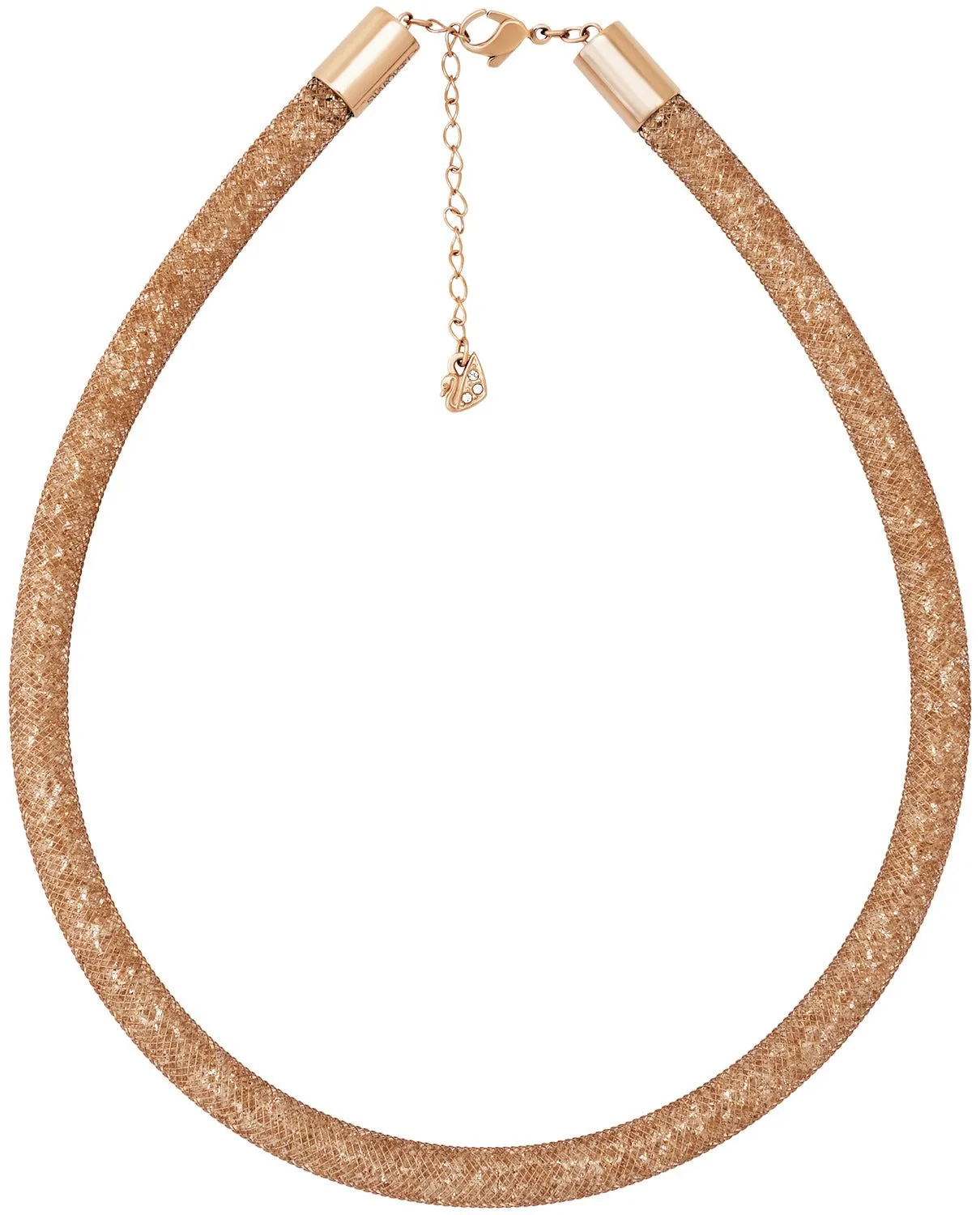 Swarovski Stardust Deluxe Crystal Filled Rose Gold Fishnet Tube Necklace for Women 5171532