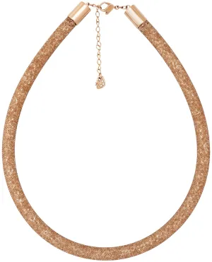 Swarovski Stardust Deluxe Crystal Filled Rose Gold Fishnet Tube Necklace for Women 5171532
