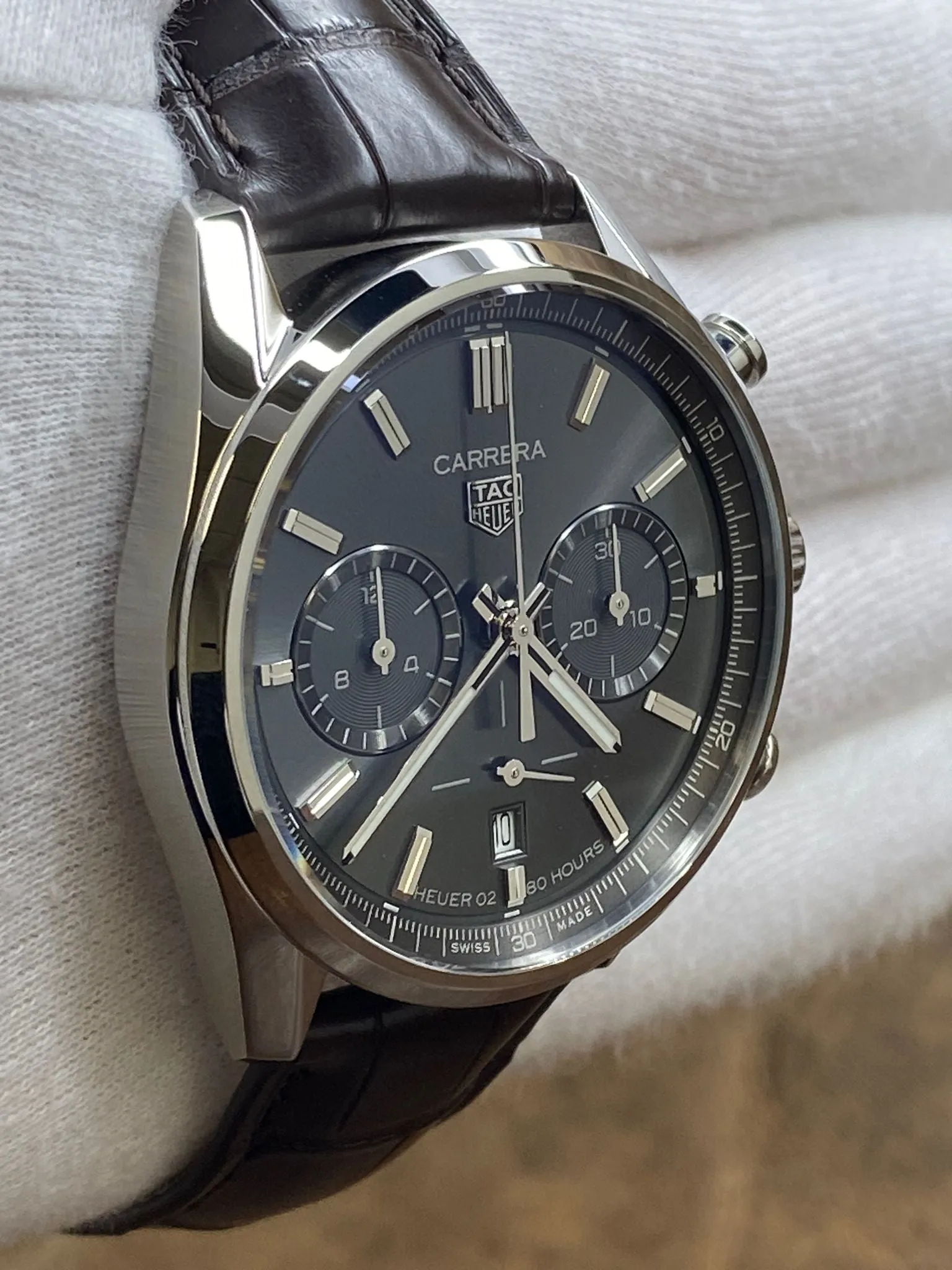 TAG Heuer Carrera Chronograph 42mm Heuer 02 CBN2012 Grey Dial Automatic Men's Watch