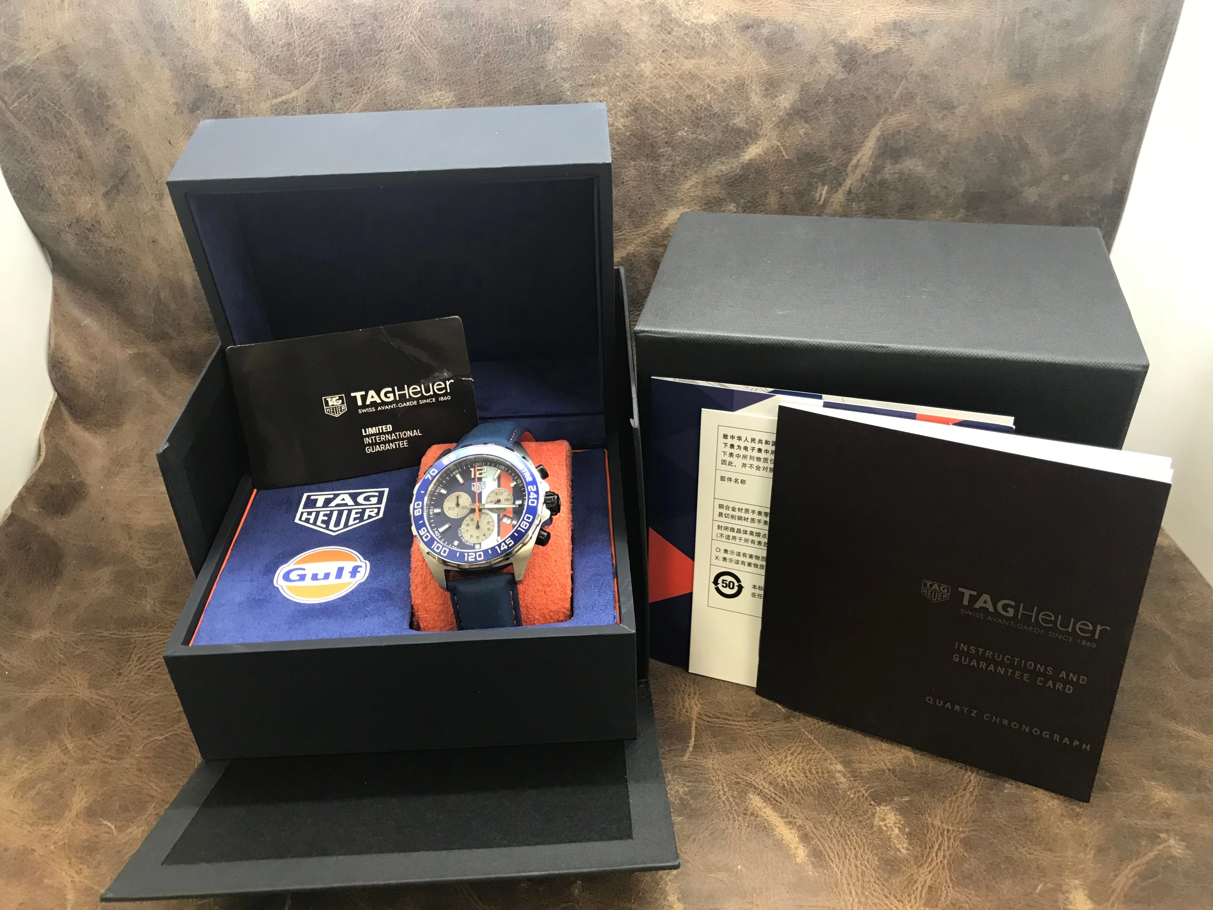 TAG Heuer Formula 1 Gulf Special Edition CAZ101N.FC8243 Blue/Aqua/Orange Dial Quartz Men's Watch