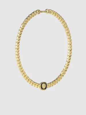 Thick Gold Lion Stamp Necklace