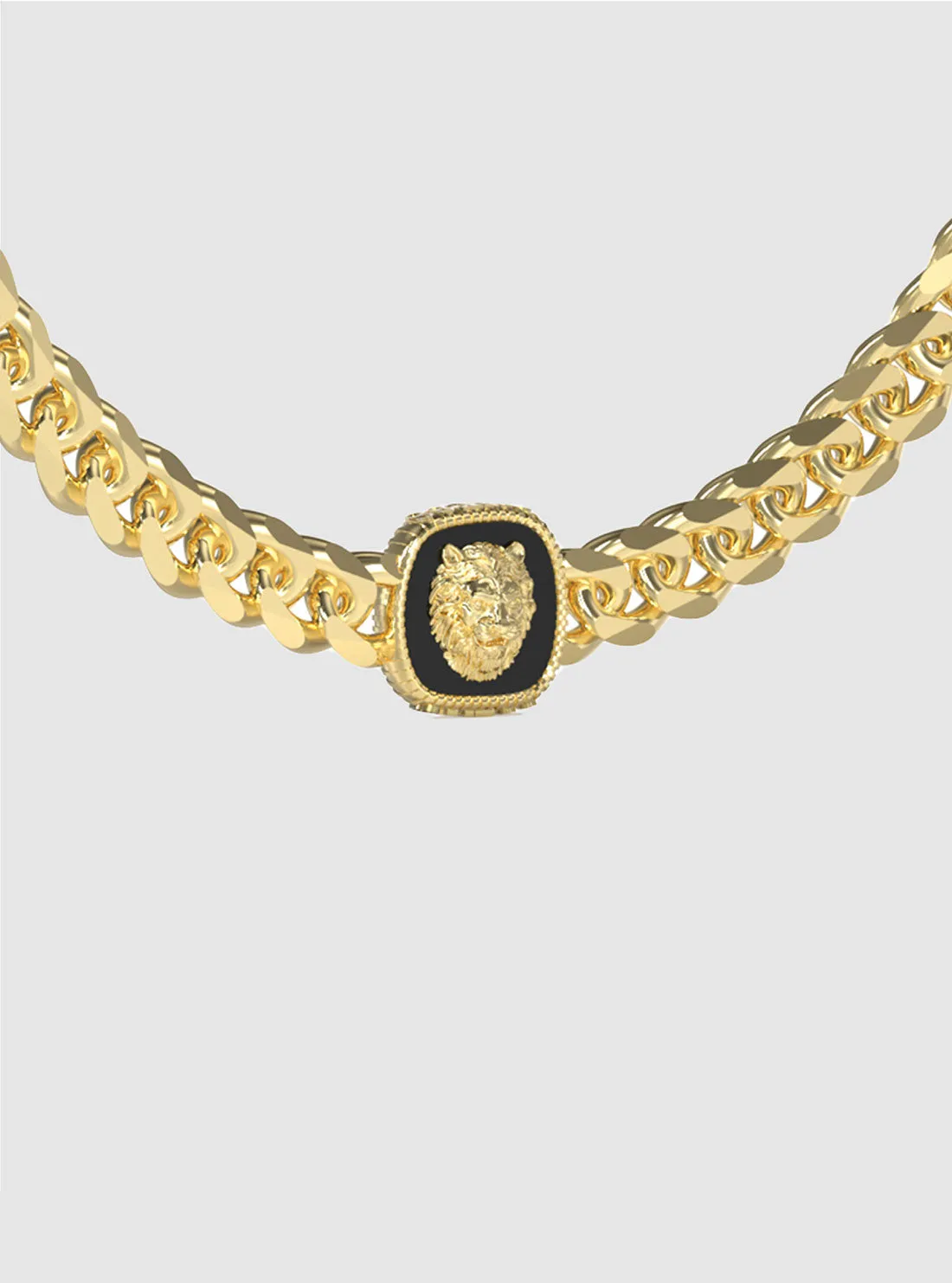 Thick Gold Lion Stamp Necklace