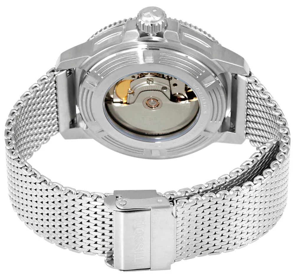 Tissot T-Sport Seastar 1000 Automatic Powermatic 80 Stainless Steel Mesh Blue Dial Date Divers Mens Watch T120.407.11.041.02