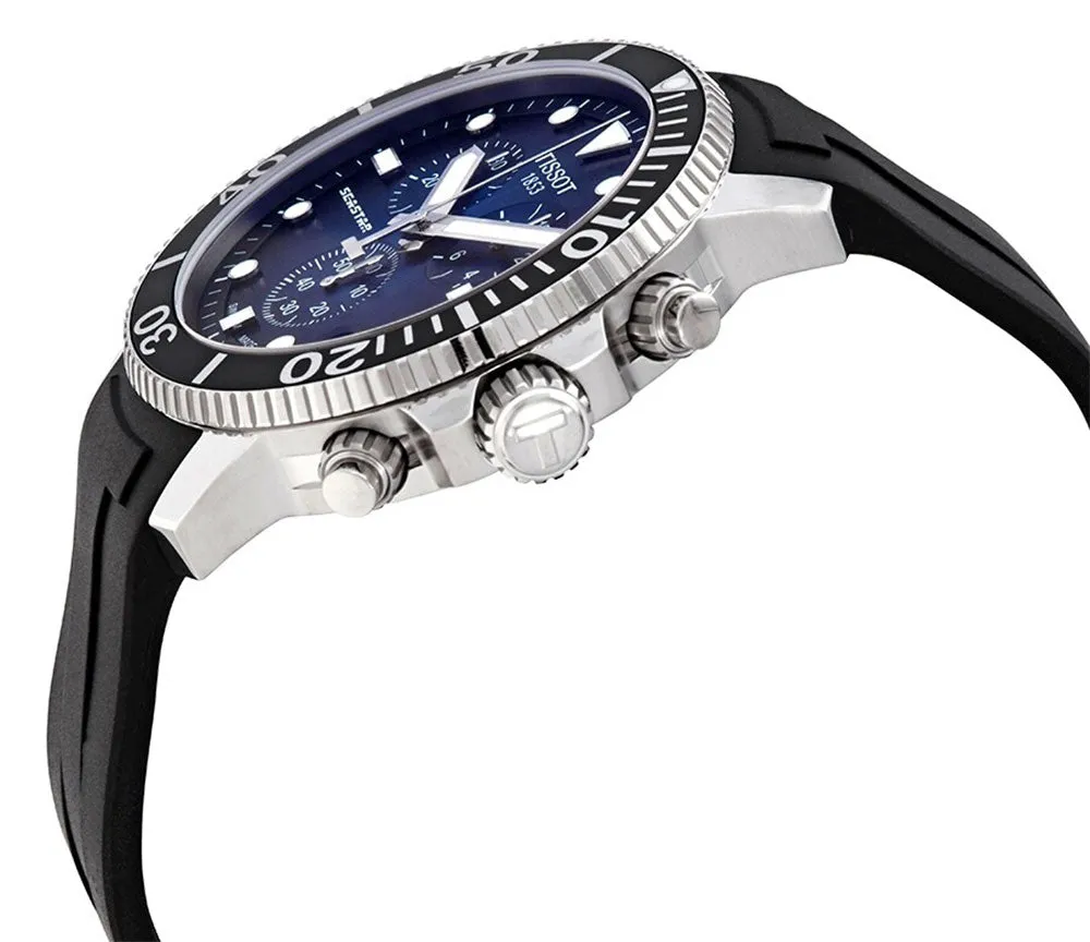 Tissot T-Sport Seastar 1000 Chronograph Stainless Steel Blue Dial Black Rubber Strap Date Divers Quartz Mens Watch T120.417.17.041.00