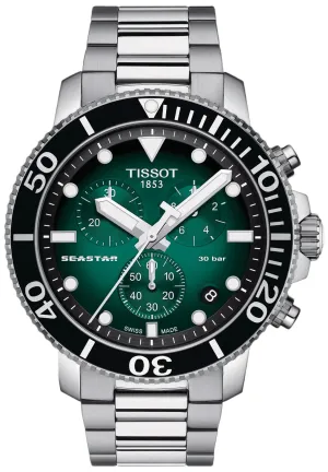 Tissot T-Sport Seastar 1000 Quartz Chronograph Green Dial Stainless Steel Mens Watch T120.417.11.091.01