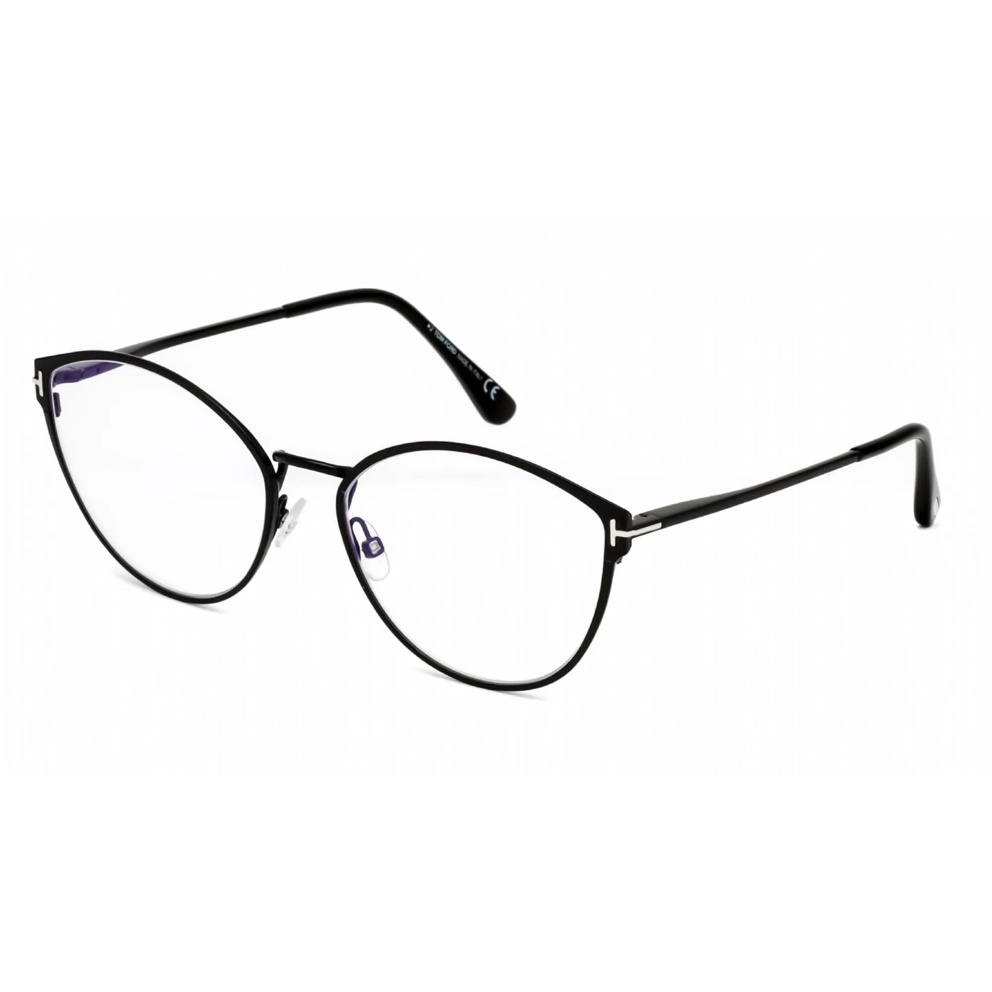 Tom Ford Women's Eyeglasses - Shiny Black Metal Oval Full Rim Frame | FT5573-B 001