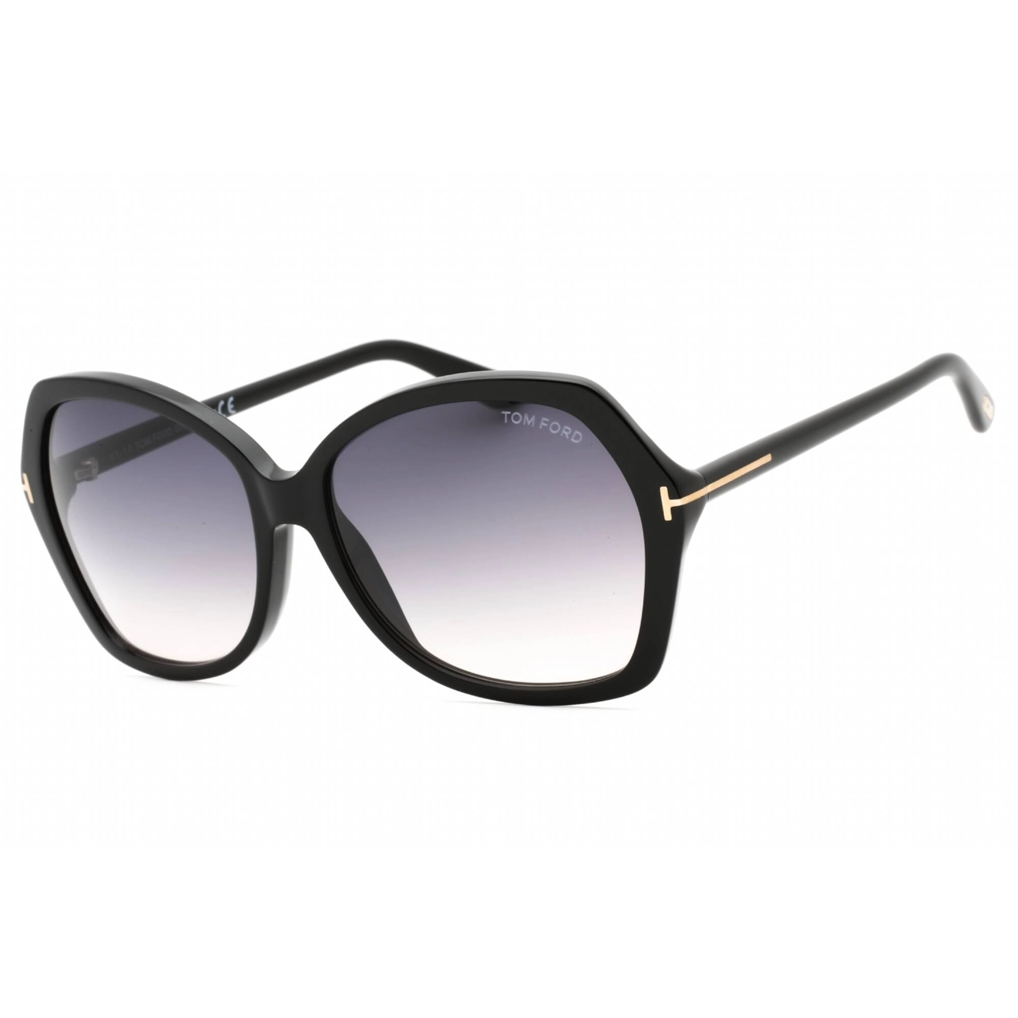 Tom Ford Women's Sunglasses - Shiny Black Acetate Butterfly Frame | FT0328 Carola 01B
