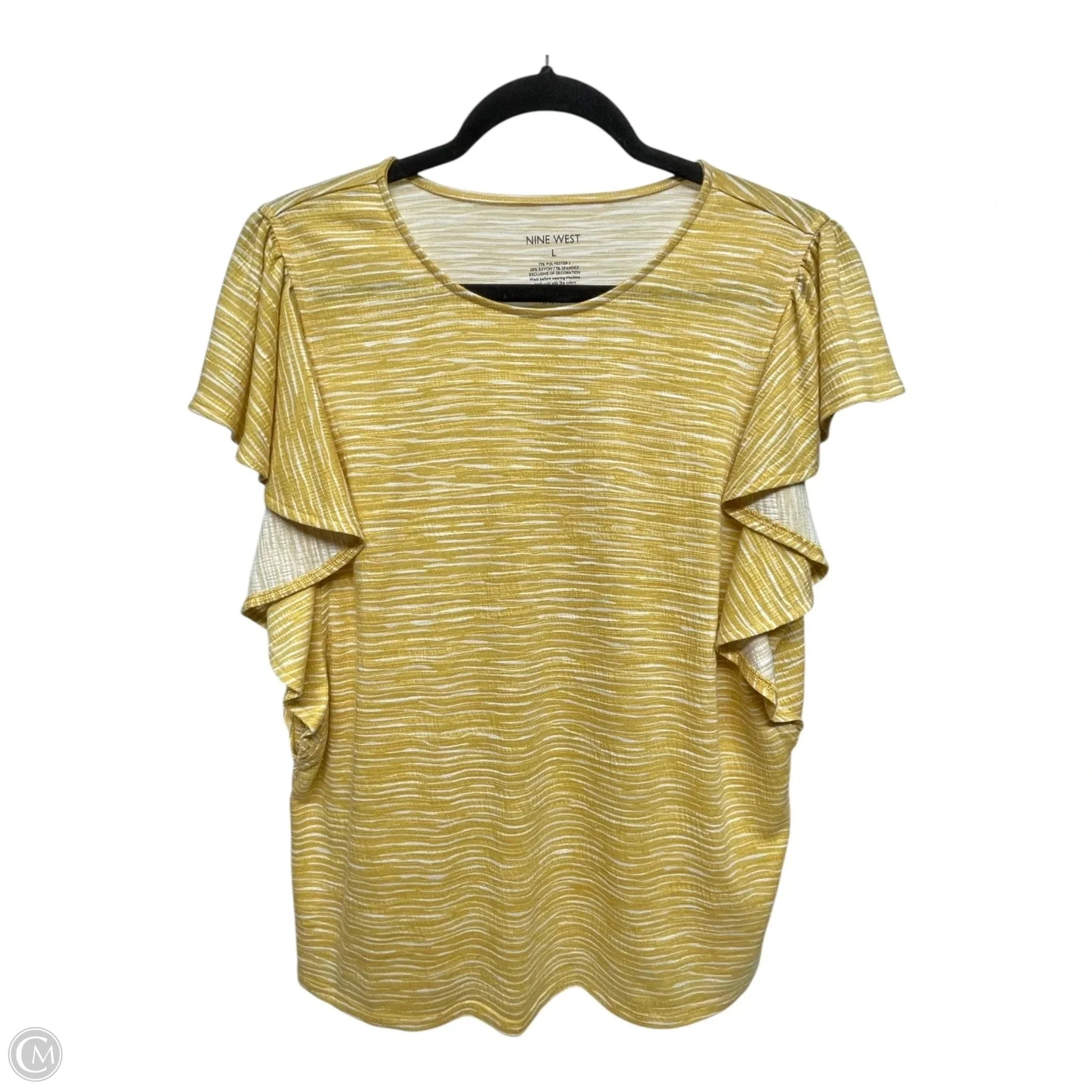 Top Short Sleeve By Nine West In Yellow, Size: L