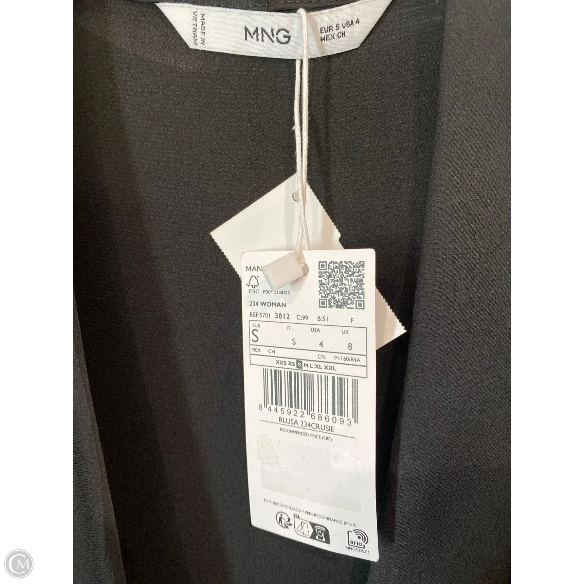 Top Sleeveless By Mng In Black, Size: S