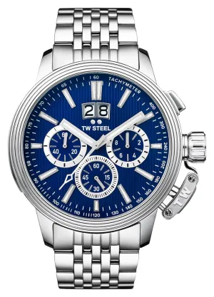 TW Steel CEO Adesso Chronograph Stainless Steel Blue Dial Date Quartz Mens Watch CE7022