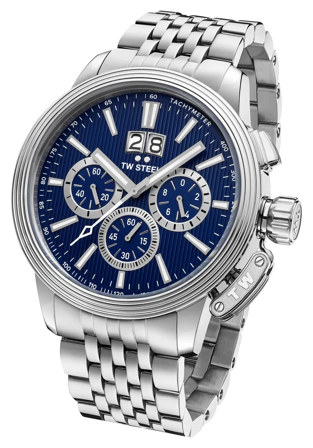 TW Steel CEO Adesso Chronograph Stainless Steel Blue Dial Date Quartz Mens Watch CE7022