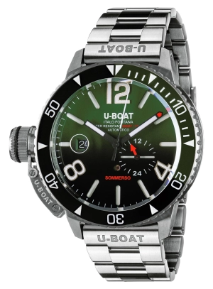 U-Boat Sommerso Automatic Stainless Steel Green and Black Dial Date Divers Mens Watch 9520/MT