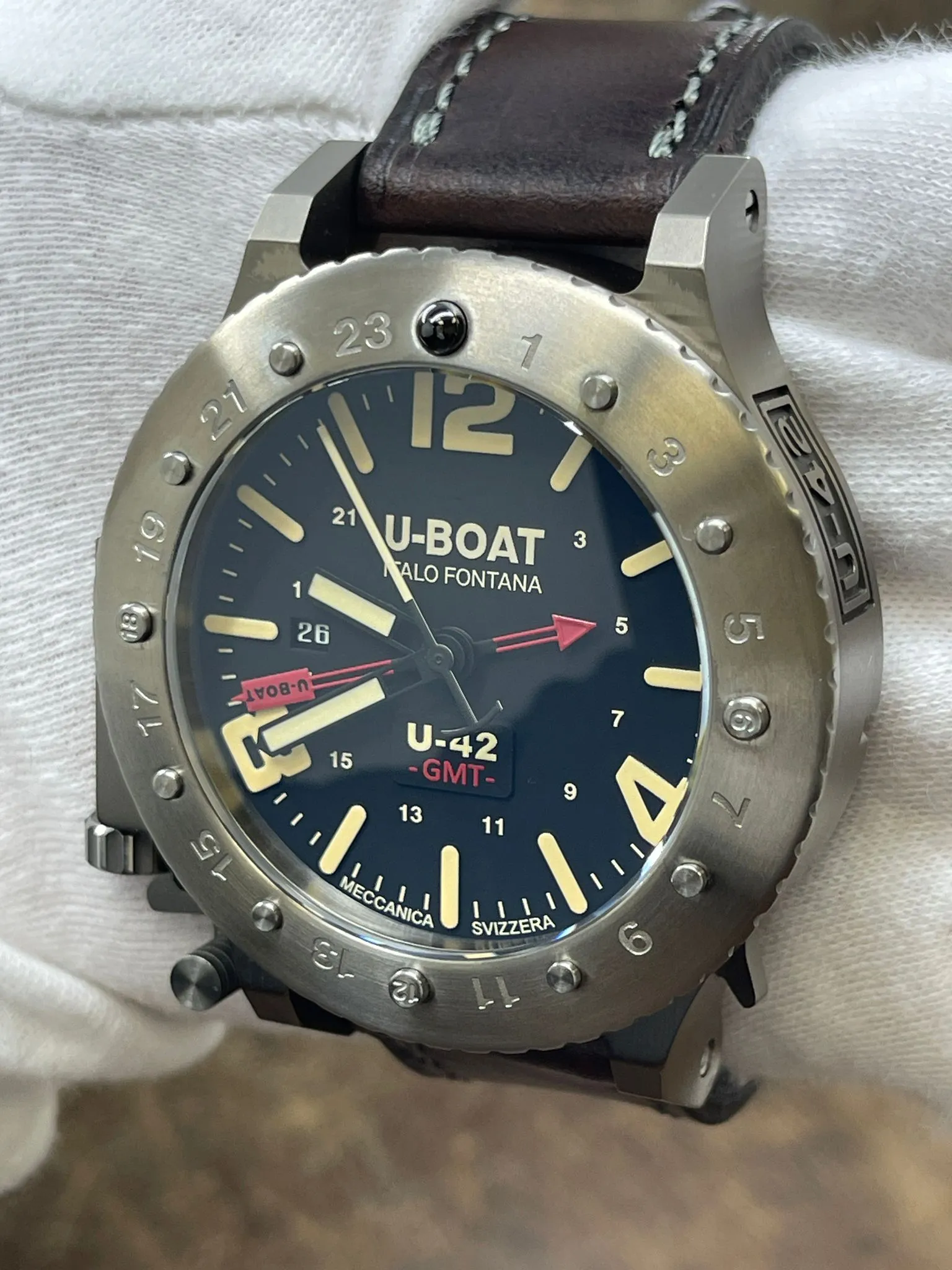 U-Boat U-42 GMT Limited Edition 888pcs 8095 Black Dial Automatic Men's Watch