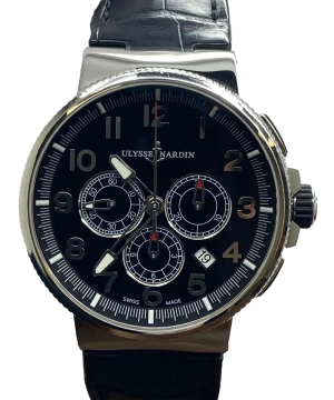Ulysse Nardin Marine Chronograph Factory Warranty 1503-150 Black Dial Automatic Men's Watch