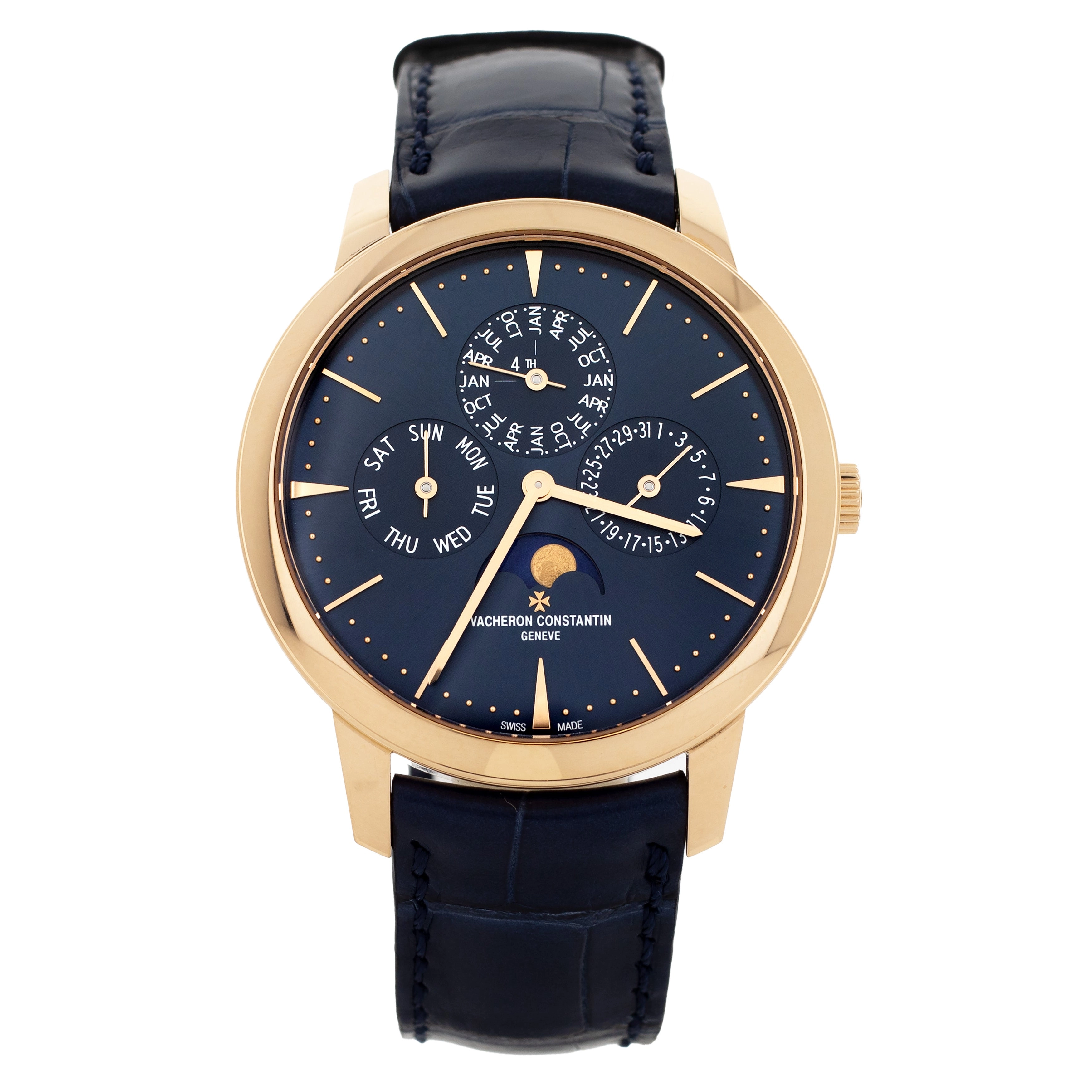 Vacheron Constantin Patrimony Perpetual Calendar Ultra-Thin Rose Gold Blue Dial 41mm 43175/000R-B519
