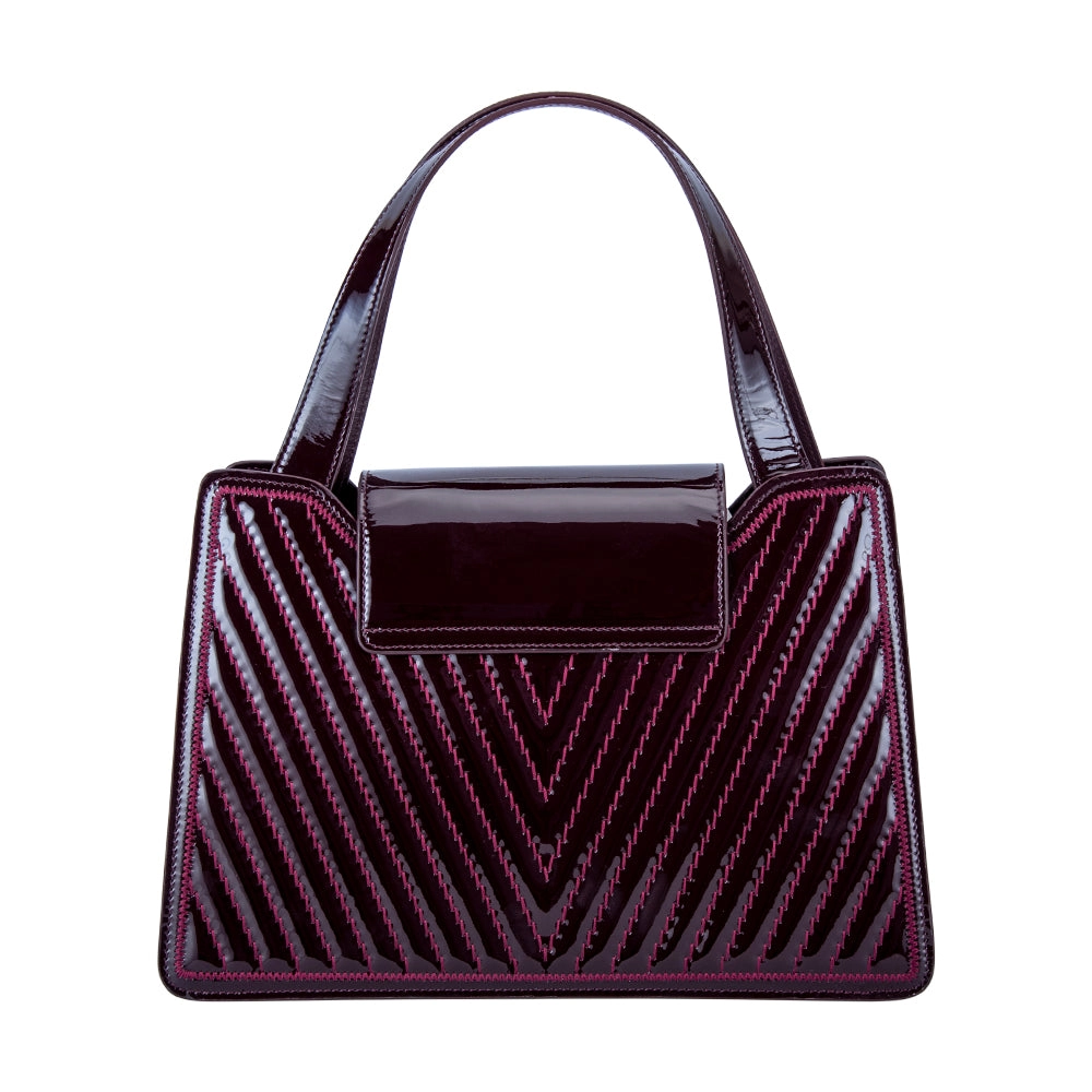 Valentino Orlandi Ladies Bag Patent Bordeau and Black