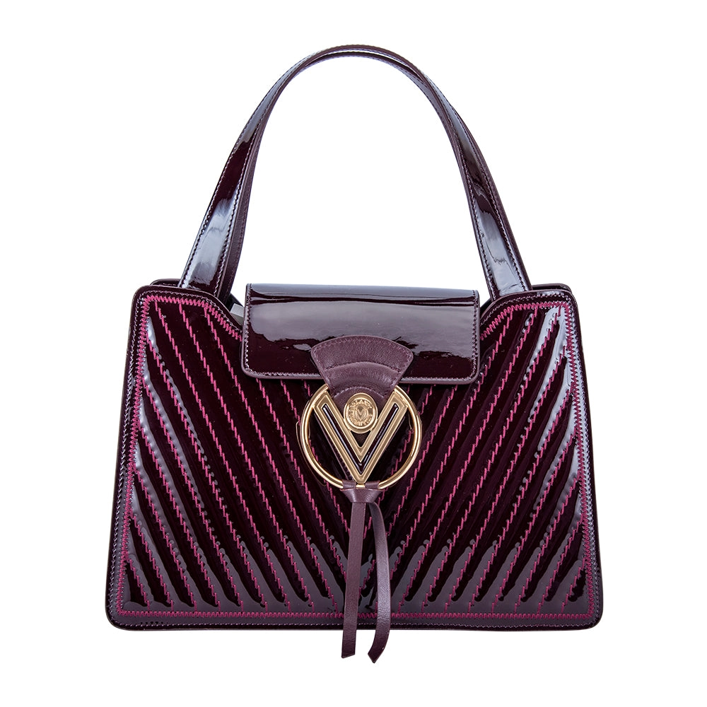 Valentino Orlandi Ladies Bag Patent Bordeau and Black