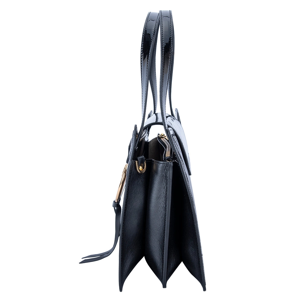 Valentino Orlandi Ladies Bag Patent Bordeau and Black