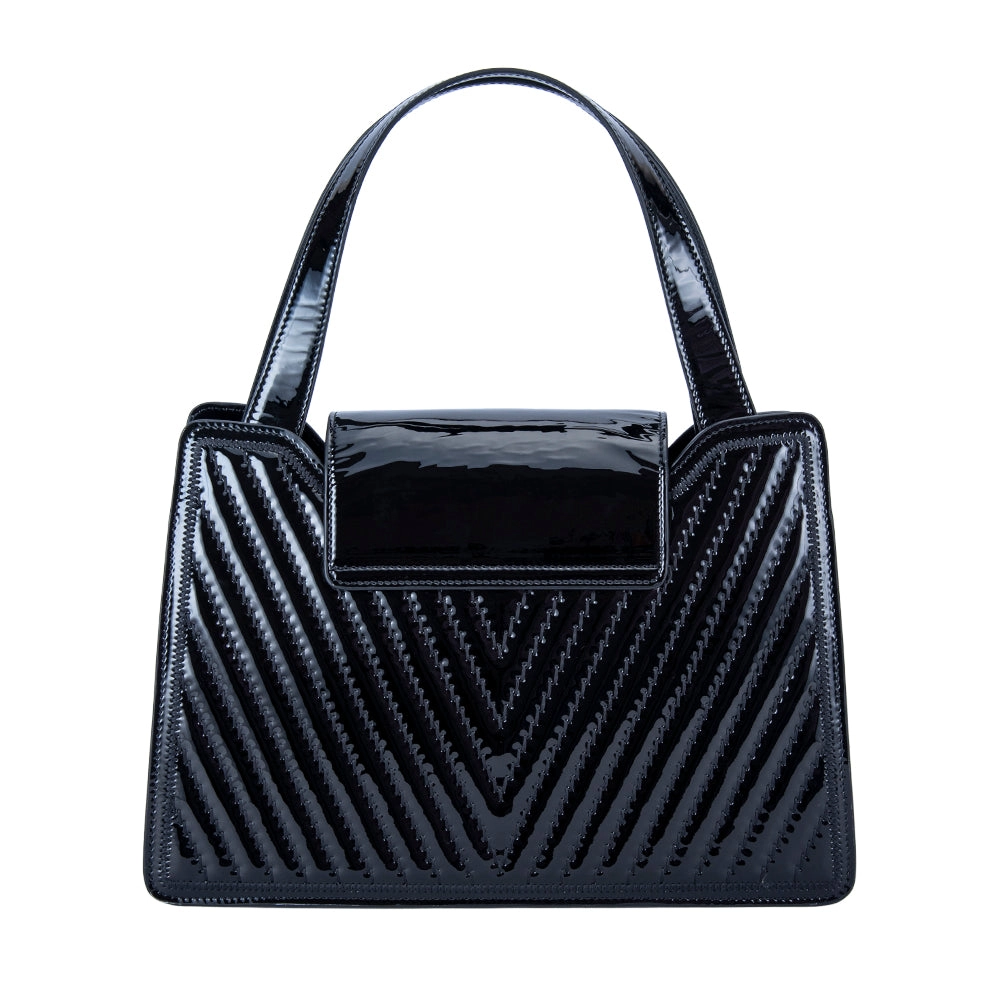Valentino Orlandi Ladies Bag Patent Bordeau and Black