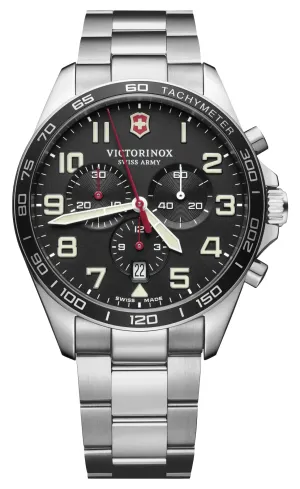 Victorinox Swiss Army Fieldforce Chronograph Stainless Steel Black Dial Date Quartz Mens Watch 241855