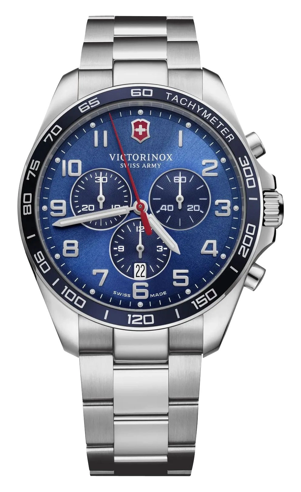 Victorinox Swiss Army FieldForce Classic Chronograph Stainless Steel Blue Dial Date Quartz Mens Watch 241901