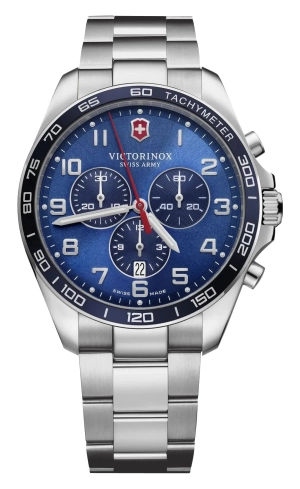 Victorinox Swiss Army FieldForce Classic Chronograph Stainless Steel Blue Dial Date Quartz Mens Watch 241901