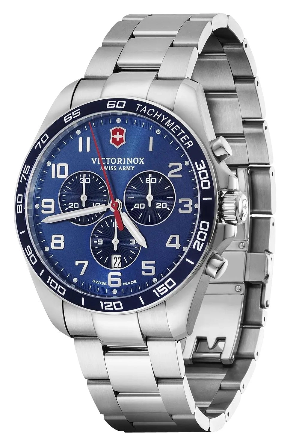 Victorinox Swiss Army FieldForce Classic Chronograph Stainless Steel Blue Dial Date Quartz Mens Watch 241901