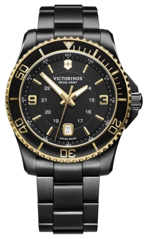Victorinox Swiss Army Maverick Large Black Stainless Steel Black Dial Date Quartz Mens Watch 241884