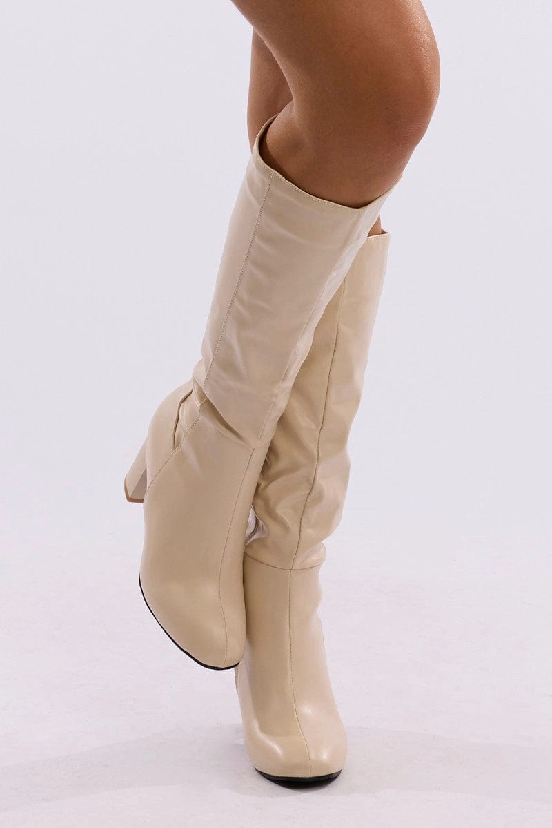 White Knee High Boots