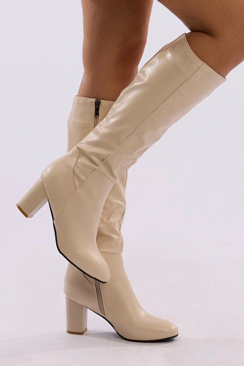 White Knee High Boots