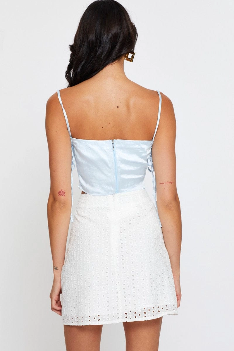 White Mini Skirt High Rise