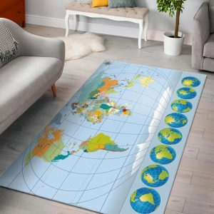 World Map Geography Area Rug